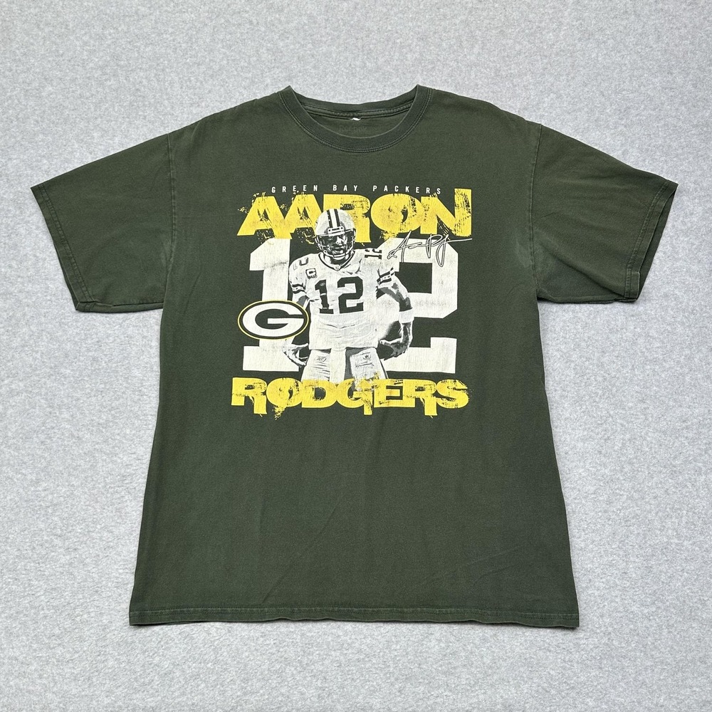 Green Bay Packers Shirt Mens M Green NFL Football No 12 Graphic T-Shirt Tee QB